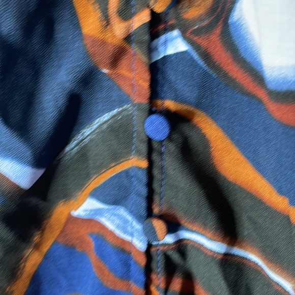 Nine West long sleeve v neck button up navy blue black red blouse shirt sz XS - Picture 9 of 17